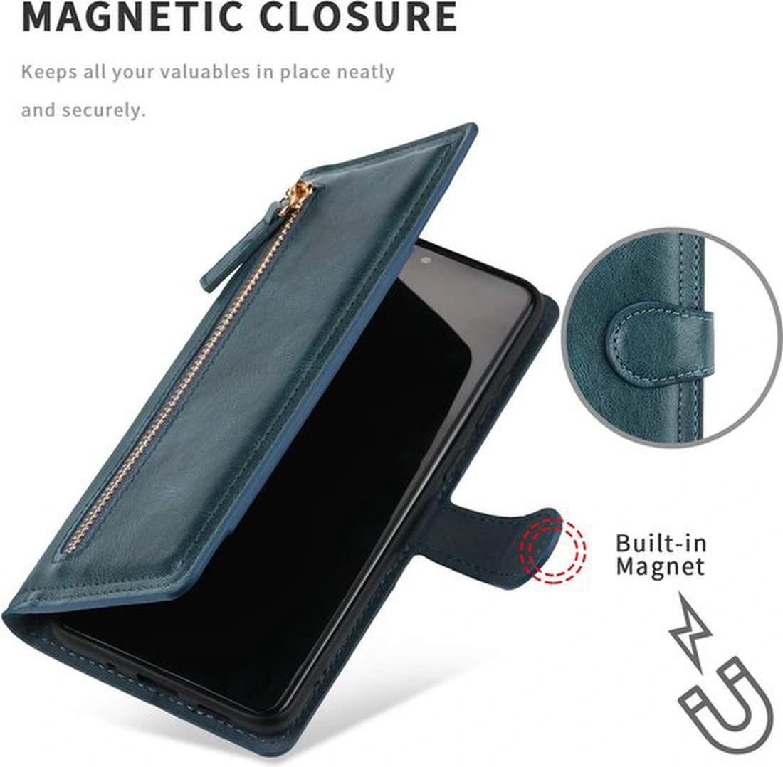 Samsung Galaxy S22 Plus Hoesjes – Vintage Portemonnee Hoes – Pasjeshouder – Magneetsluiting – Blauw