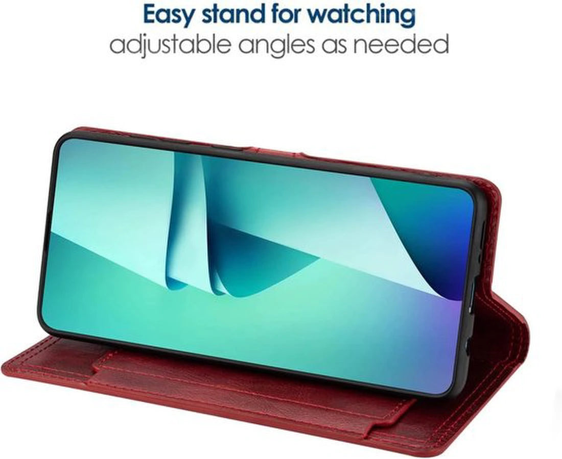 Samsung Galaxy A34 5G Hoesjes – Vintage Portemonnee Hoes – Pasjeshouder – Magneetsluiting – Rood