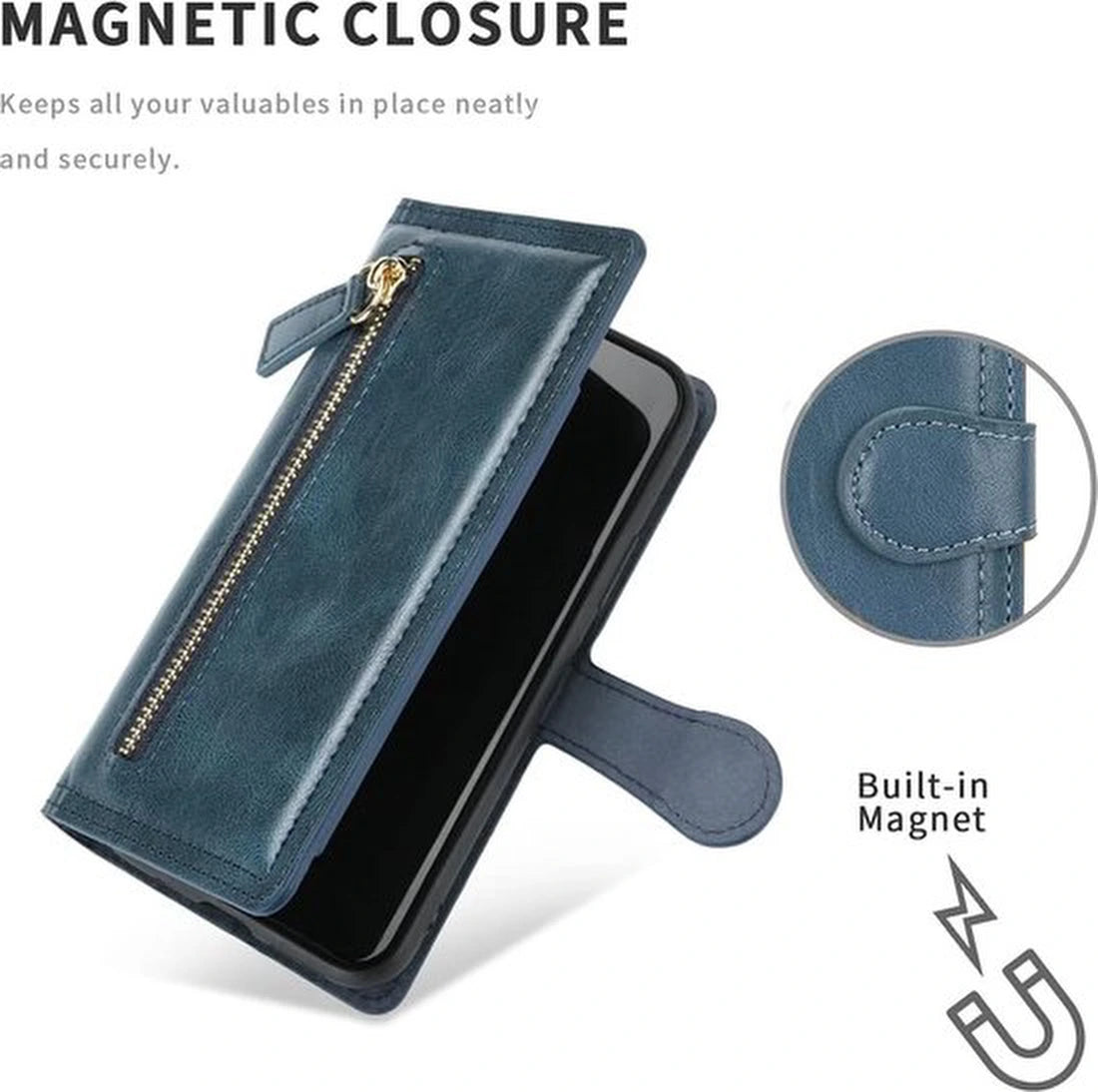 Samsung Galaxy A54 5G Hoesjes – Vintage Portemonnee Hoes – Pasjeshouder – Magneetsluiting – Blauw