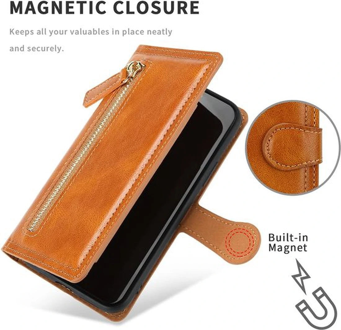 Premium Vintage Wallet Hoesje Geschikt voor Samsung Galaxy S23 - LichtBruin