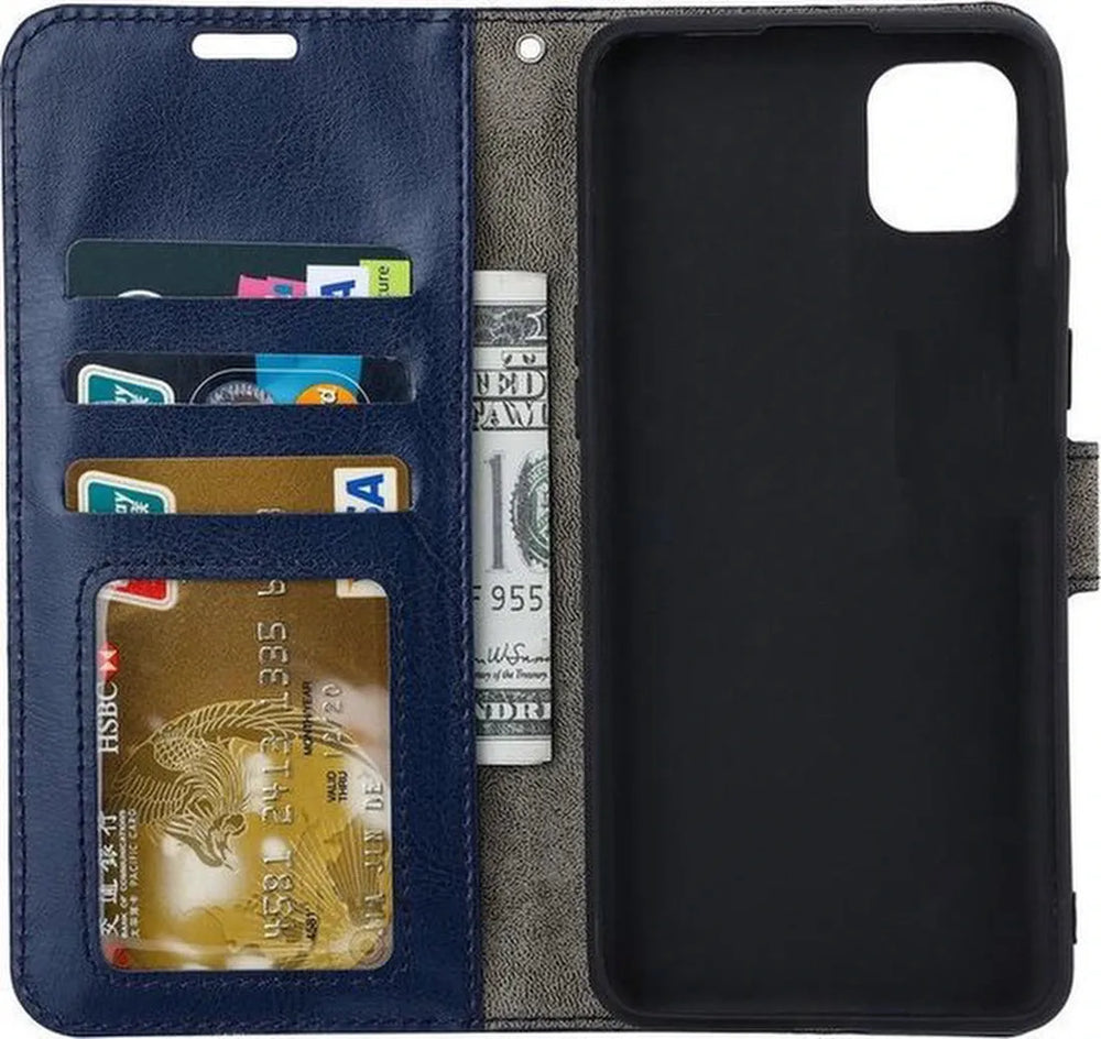 iPhone 15 Plus Hoesjes – Portemonnee Book Case – Pasjeshouder – 2x Gehard Glas Screenprotector – Blauw-Ilumina Benelux