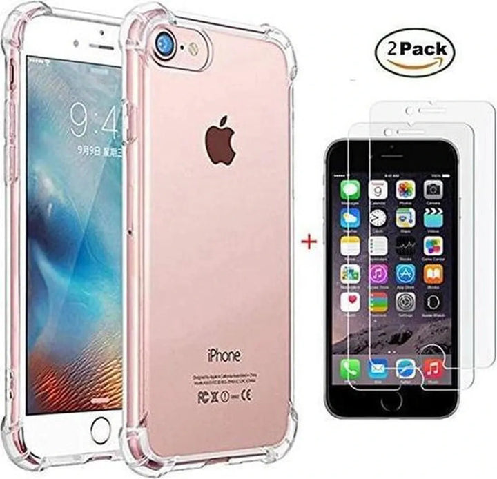 iPhone SE 2020/7/8 Hoesjes – Siliconen Backcover – Schokbestendig – 2 Pack Screenprotector Gehard Glas-Ilumina Benelux