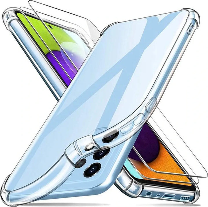Samsung Galaxy A52/A52s Hoesjes – Siliconen Backcover – Schokbestendig – 2x Screenprotector Gehard Glas-Ilumina Benelux