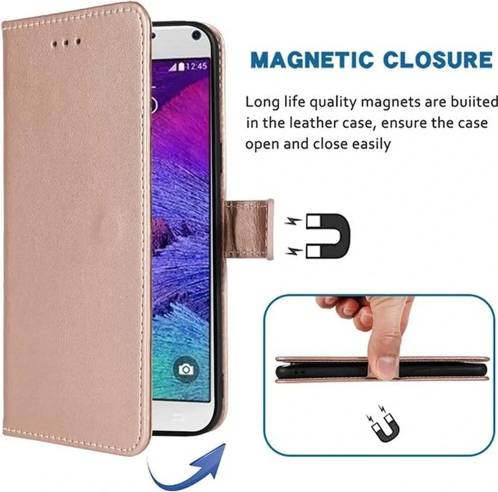 Samsung Galaxy Note 4 Hoesjes – Portemonnee Book Case – Pasjeshouder – Magneetsluiting – Goud-Ilumina Benelux