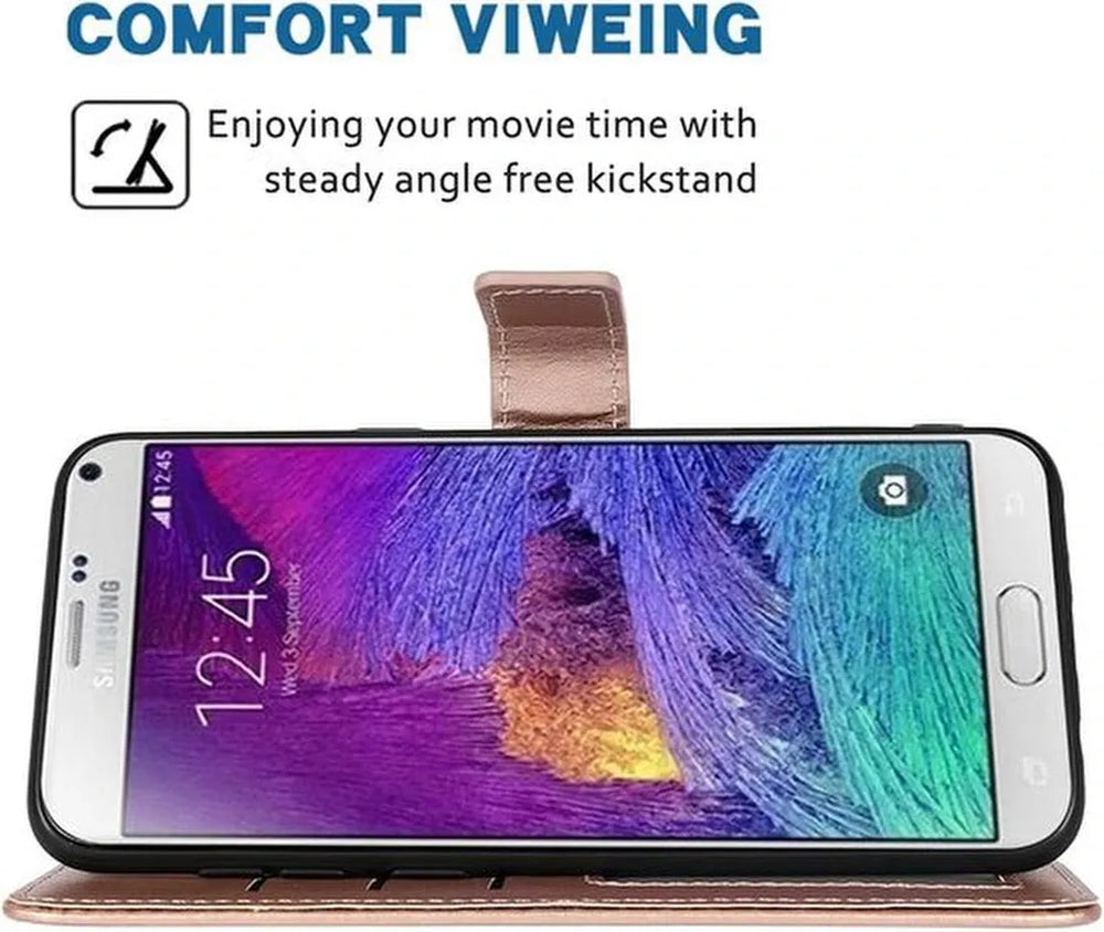Samsung Galaxy Note 4 Hoesjes – Portemonnee Book Case – Pasjeshouder – Magneetsluiting – Goud-Ilumina Benelux