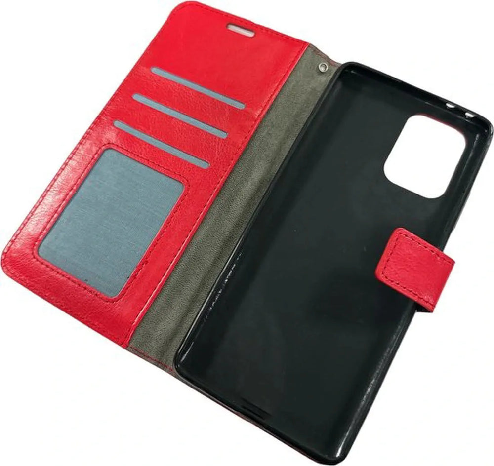 Samsung Galaxy S10 Lite Hoesjes – Portemonnee Book Case – Pasjeshouder – Magneetsluiting – Rood-Ilumina Benelux