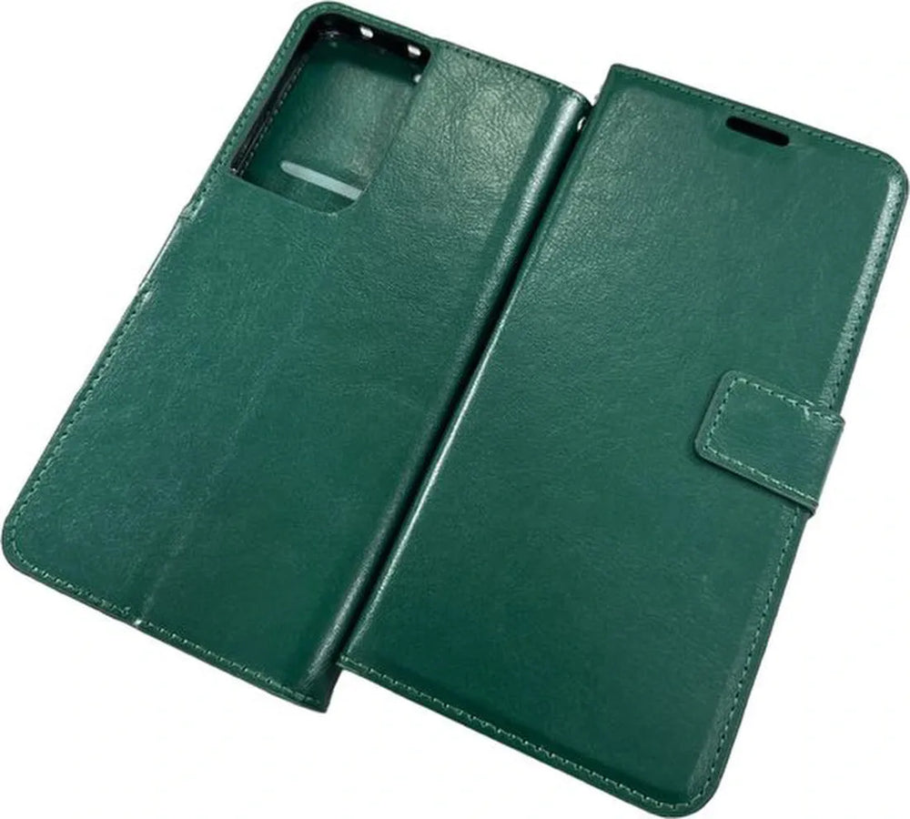 Samsung Galaxy S21 Ultra Hoesjes – Portemonnee Book Case – Pasjeshouder – Magneetsluiting – Groen-Ilumina Benelux