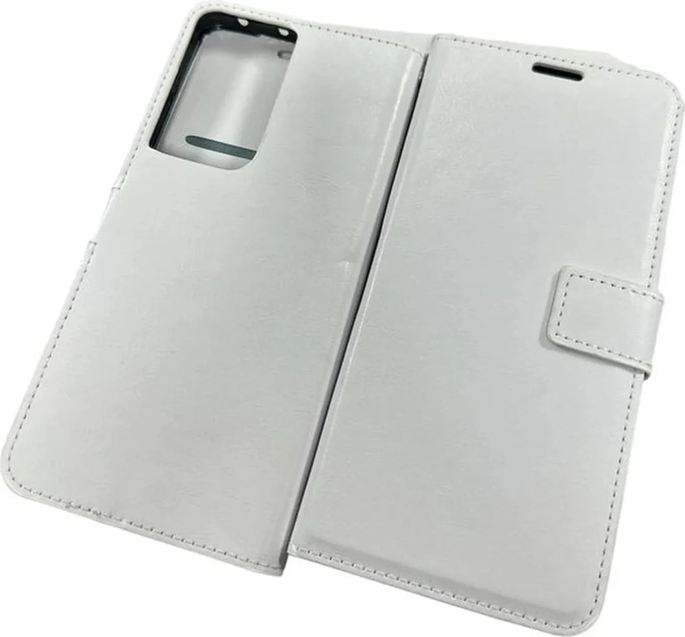 Samsung Galaxy S21 Ultra Hoesjes – Portemonnee Book Case – Pasjeshouder – Magneetsluiting – Wit-Ilumina Benelux
