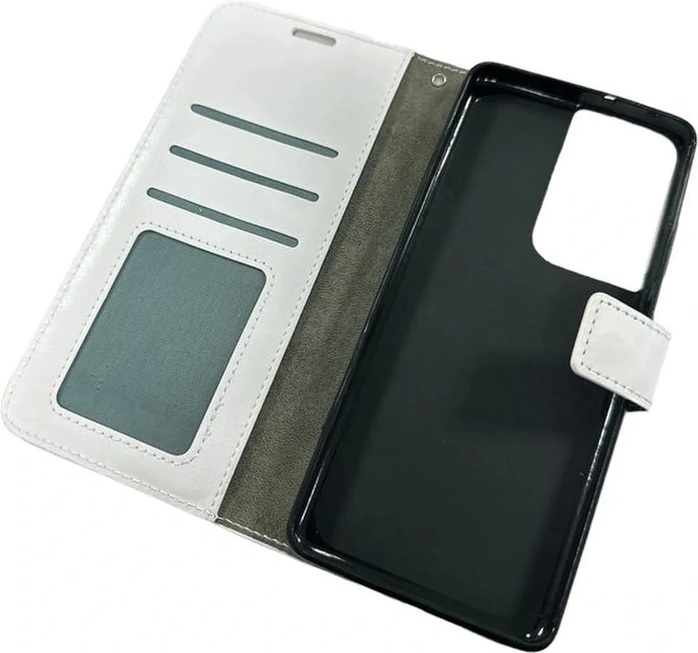 Samsung Galaxy S21 Ultra Hoesjes – Portemonnee Book Case – Pasjeshouder – Magneetsluiting – Wit-Ilumina Benelux