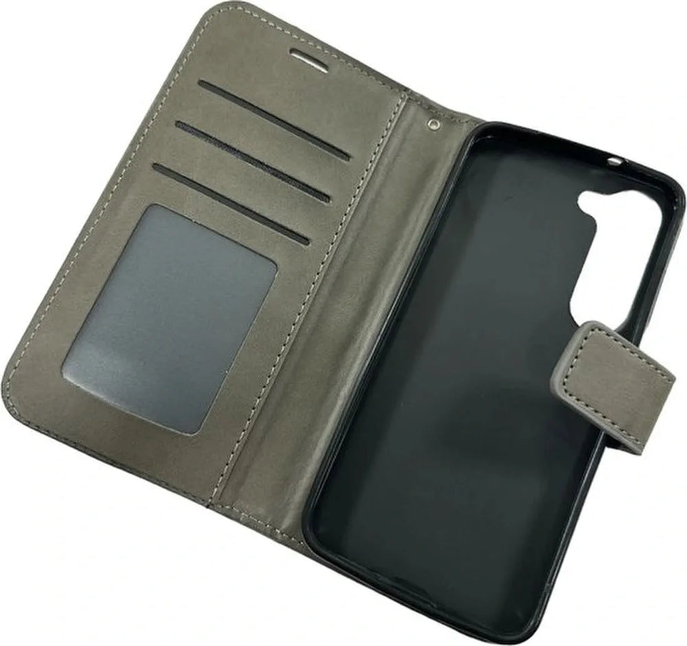 Samsung Galaxy S23 Hoesjes – Portemonnee Book Case – Pasjeshouder – Magneetsluiting – Grijs-Ilumina Benelux