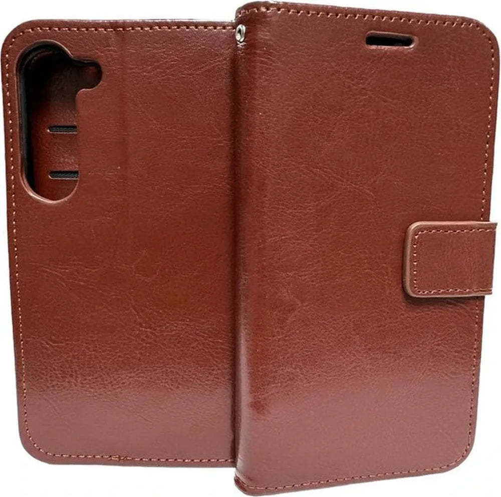 Samsung Galaxy S23 Hoesjes – Portemonnee Book Case – Pasjeshouder – Magneetsluiting – Bruin-Ilumina Benelux