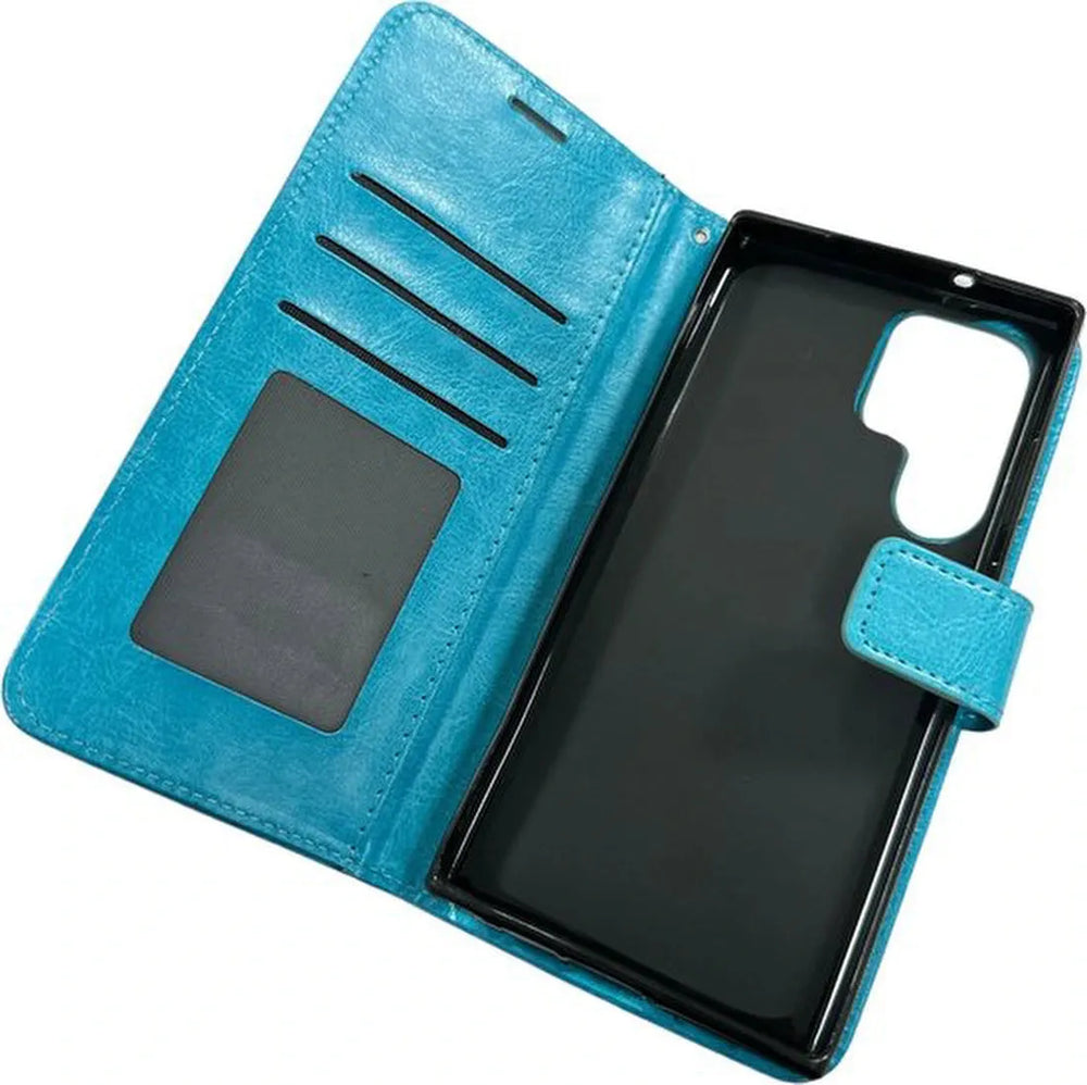 Samsung Galaxy S23 Ultra Hoesjes – Portemonnee Book Case – Pasjeshouder – Magneetsluiting – Turquoise-Ilumina Benelux