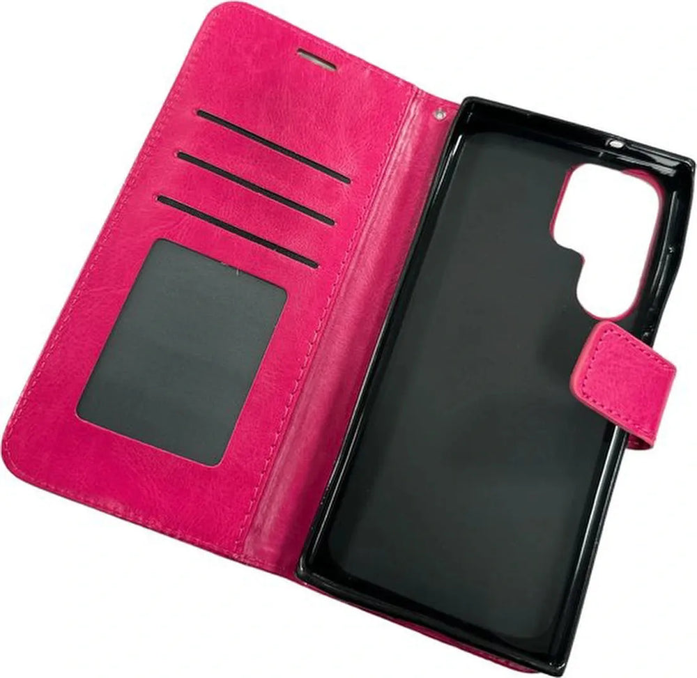 Samsung Galaxy S23 Ultra Hoesjes – Portemonnee Book Case – Pasjeshouder – Magneetsluiting – Roze-Ilumina Benelux
