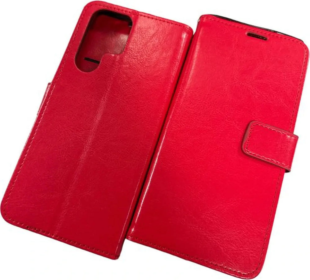 Samsung Galaxy S23 Ultra Hoesjes – Portemonnee Book Case – Pasjeshouder – Magneetsluiting – Rood-Ilumina Benelux