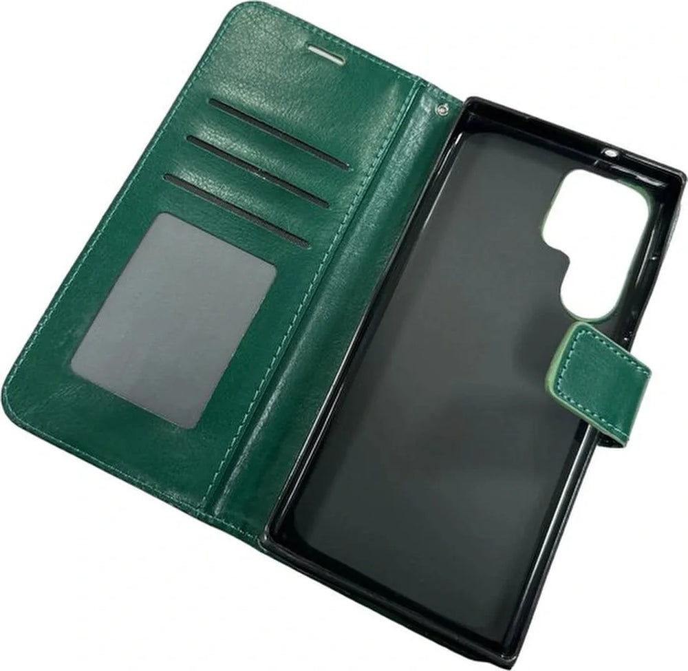 Samsung Galaxy S23 Ultra Hoesjes – Portemonnee Book Case – Pasjeshouder – Magneetsluiting – Groen-Ilumina Benelux