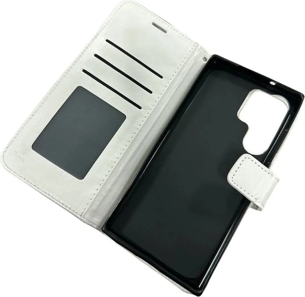 Samsung Galaxy S23 Ultra Hoesjes – Portemonnee Book Case – Pasjeshouder – Magneetsluiting – Wit-Ilumina Benelux