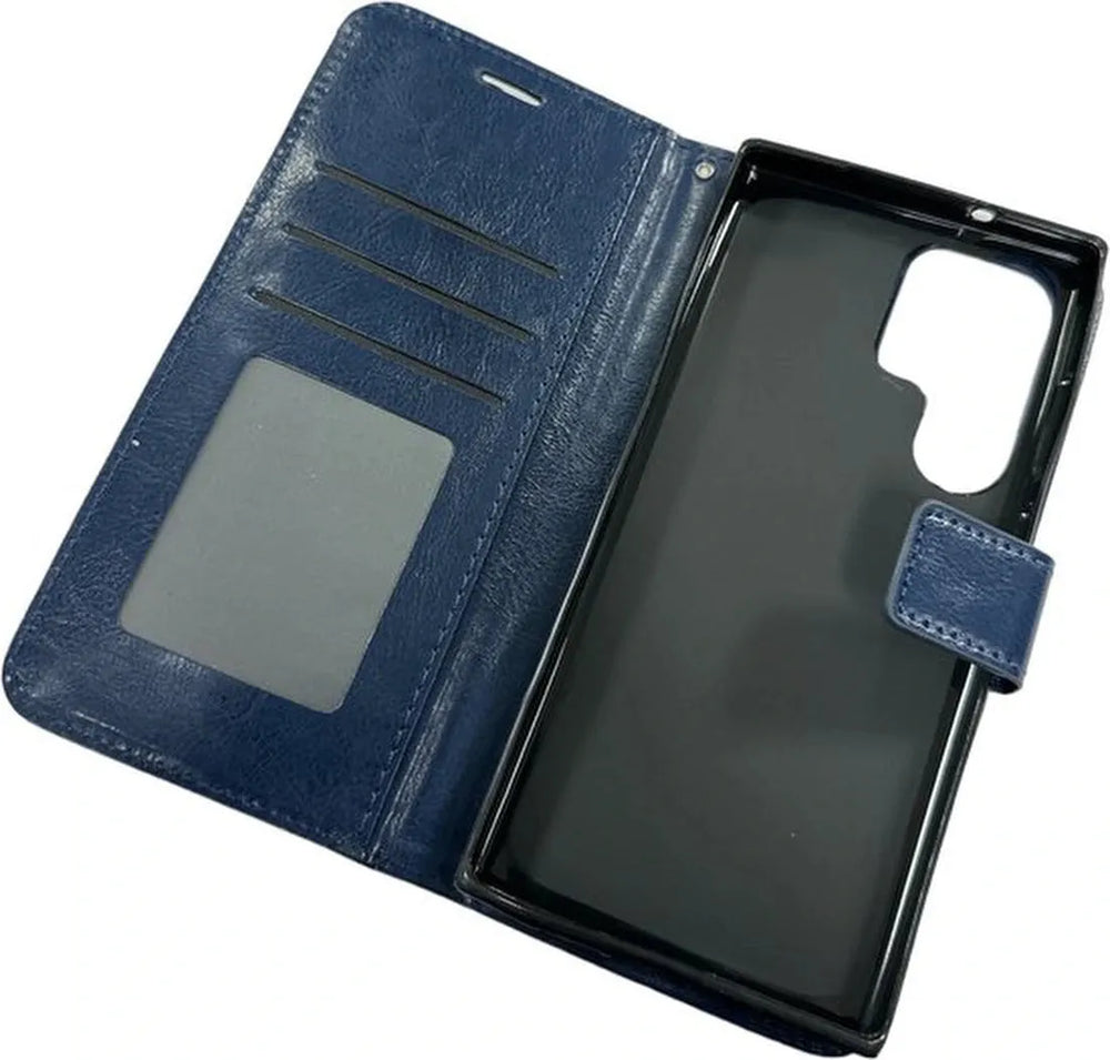 Samsung Galaxy S23 Ultra Hoesjes – Portemonnee Book Case – Pasjeshouder – Magneetsluiting – Blauw-Ilumina Benelux