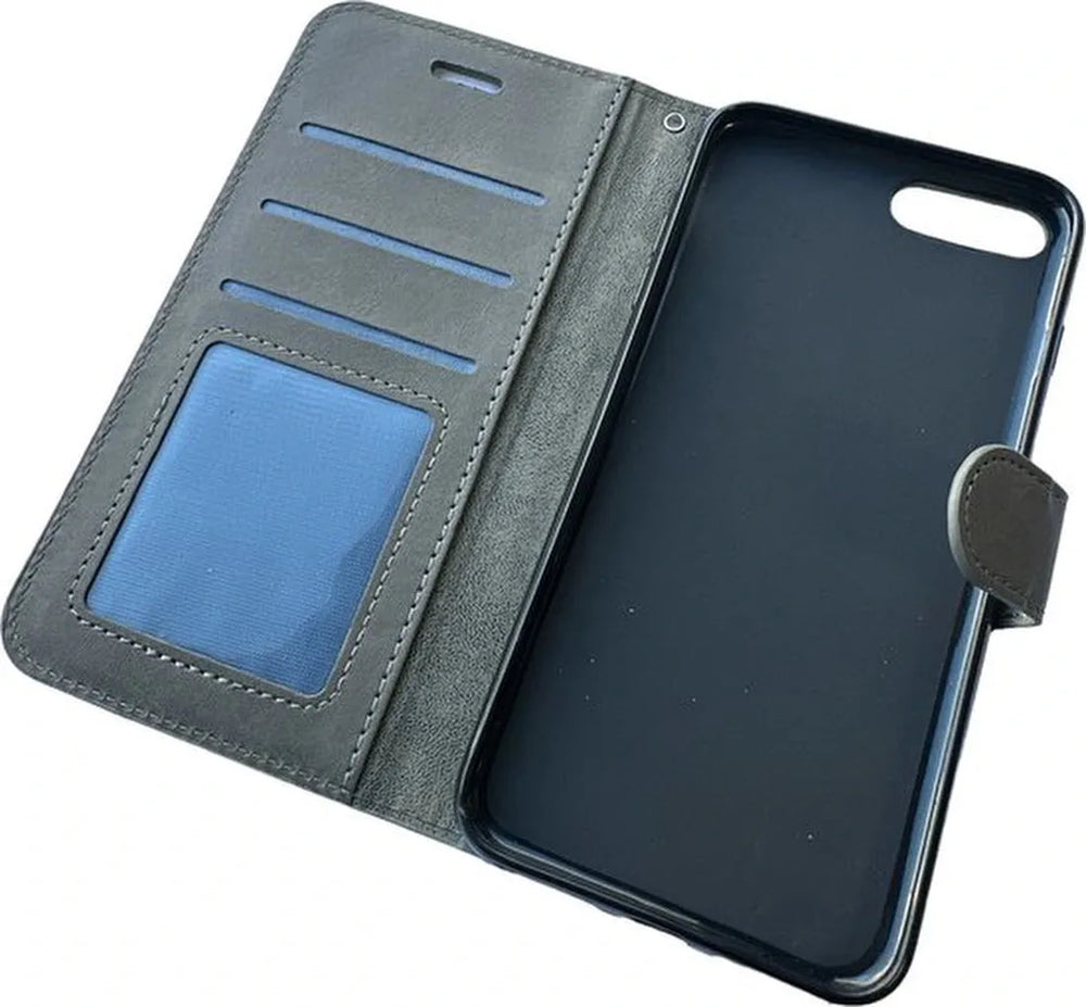iPhone 7 Plus / 8 Plus Hoesjes – Portemonnee Book Case – Pasjeshouder – Magneetsluiting – Grijs-Ilumina Benelux