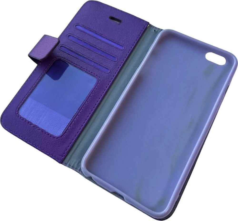 iPhone 6 Plus/6S Plus Hoesjes – Portemonnee Bookcase – Pasjeshouder – Magneetsluiting – Paars-Ilumina Benelux