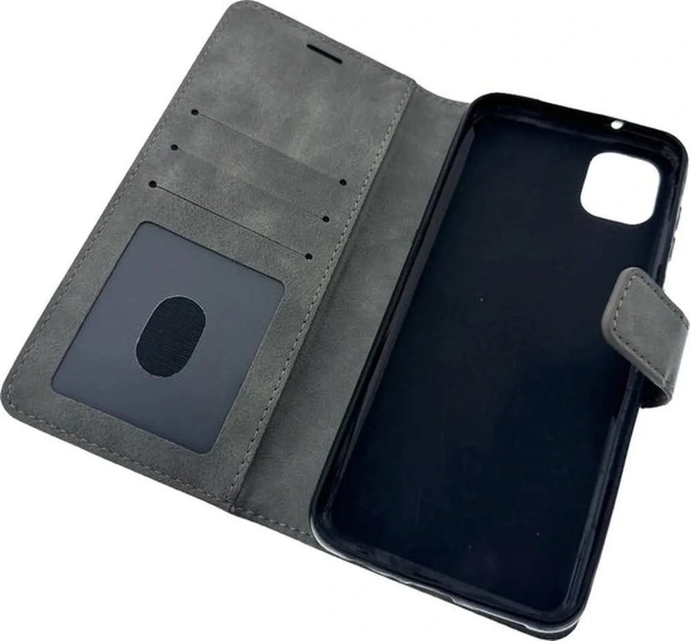 Samsung Galaxy A04 Hoesjes – Portemonnee Book Case – Pasjeshouder – Magneetsluiting – Grijs-Ilumina Benelux