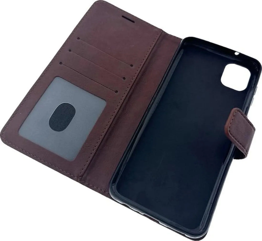 Samsung Galaxy A04 Hoesjes – Portemonnee Book Case – Pasjeshouder – Magneetsluiting – Bruin-Ilumina Benelux