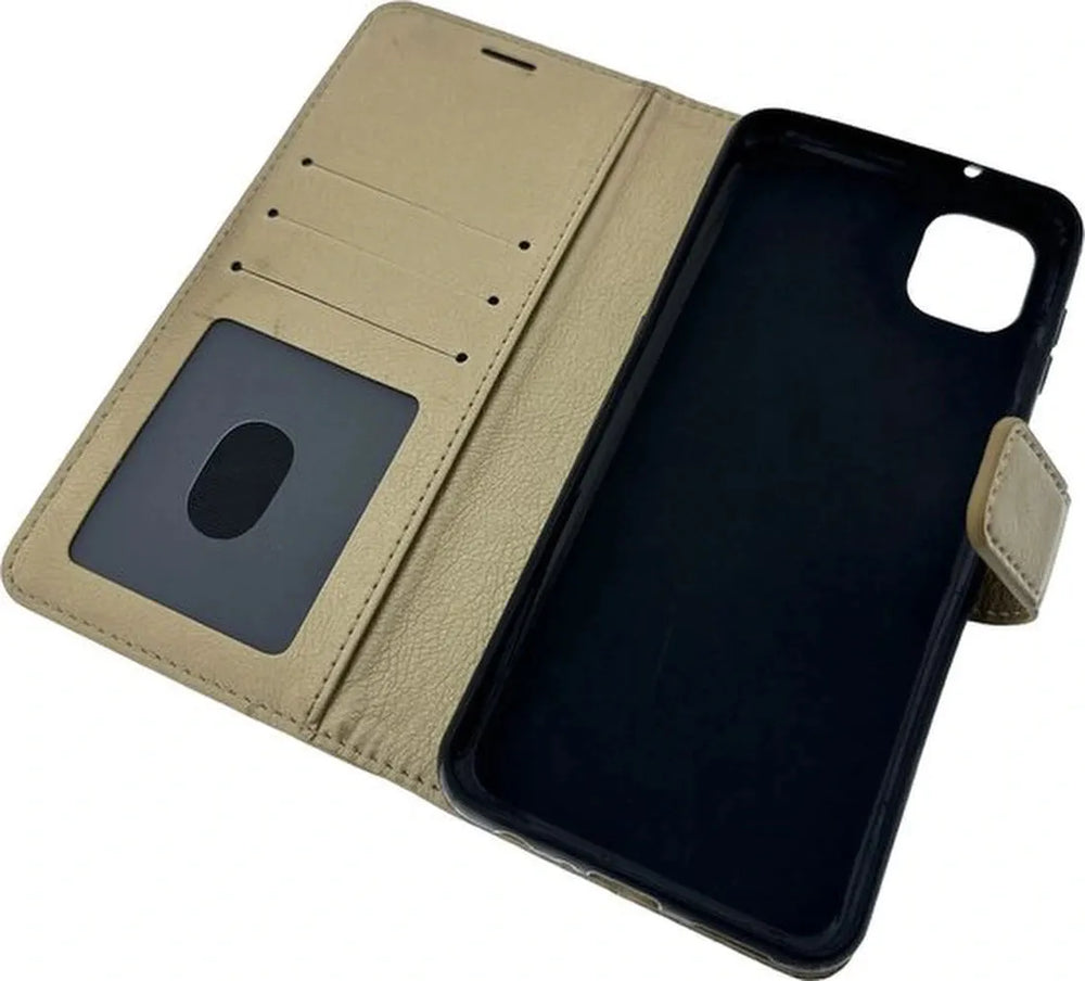 Samsung Galaxy A04 Hoesjes – Portemonnee Book Case – Pasjeshouder – Magneetsluiting – Goud-Ilumina Benelux
