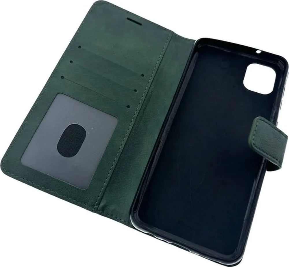 Samsung Galaxy A04 Hoesjes – Portemonnee Book Case – Pasjeshouder – Magneetsluiting – Groen-Ilumina Benelux