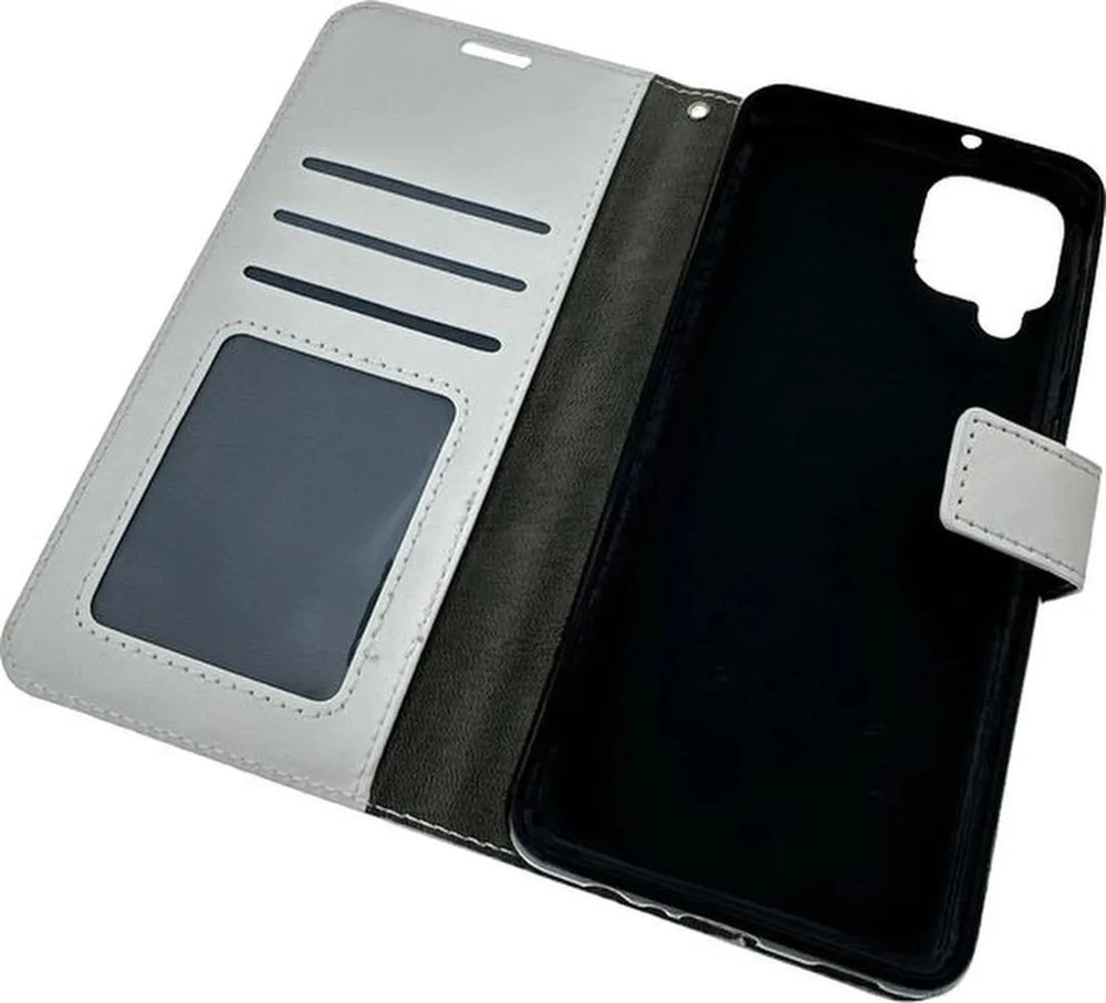 Samsung Galaxy A12 Hoesjes – Portemonnee Book Case – Pasjeshouder – Magneetsluiting – Wit-Ilumina Benelux