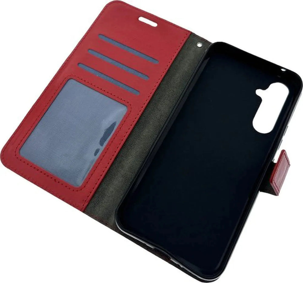 Samsung Galaxy A14 Hoesjes – Portemonnee Book Case – Pasjeshouder – Magneetsluiting – Rood-Ilumina Benelux