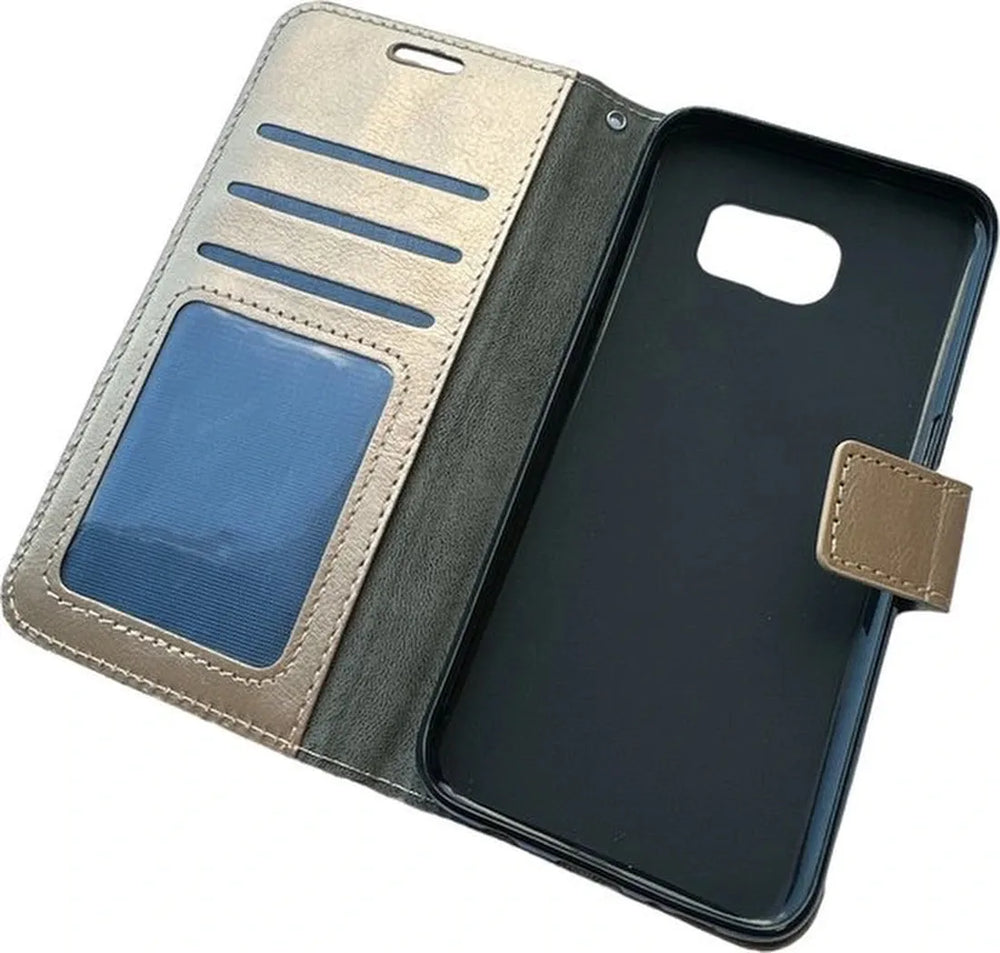 Samsung Galaxy S7 Edge Hoesjes – Portemonnee Book Case – Pasjeshouder – Magneetsluiting – Goud-Ilumina Benelux