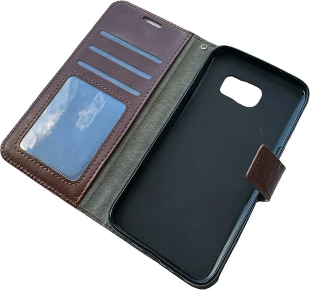 Samsung Galaxy S7 Edge Hoesjes – Portemonnee Book Case – Pasjeshouder – Magneetsluiting – Bruin-Ilumina Benelux