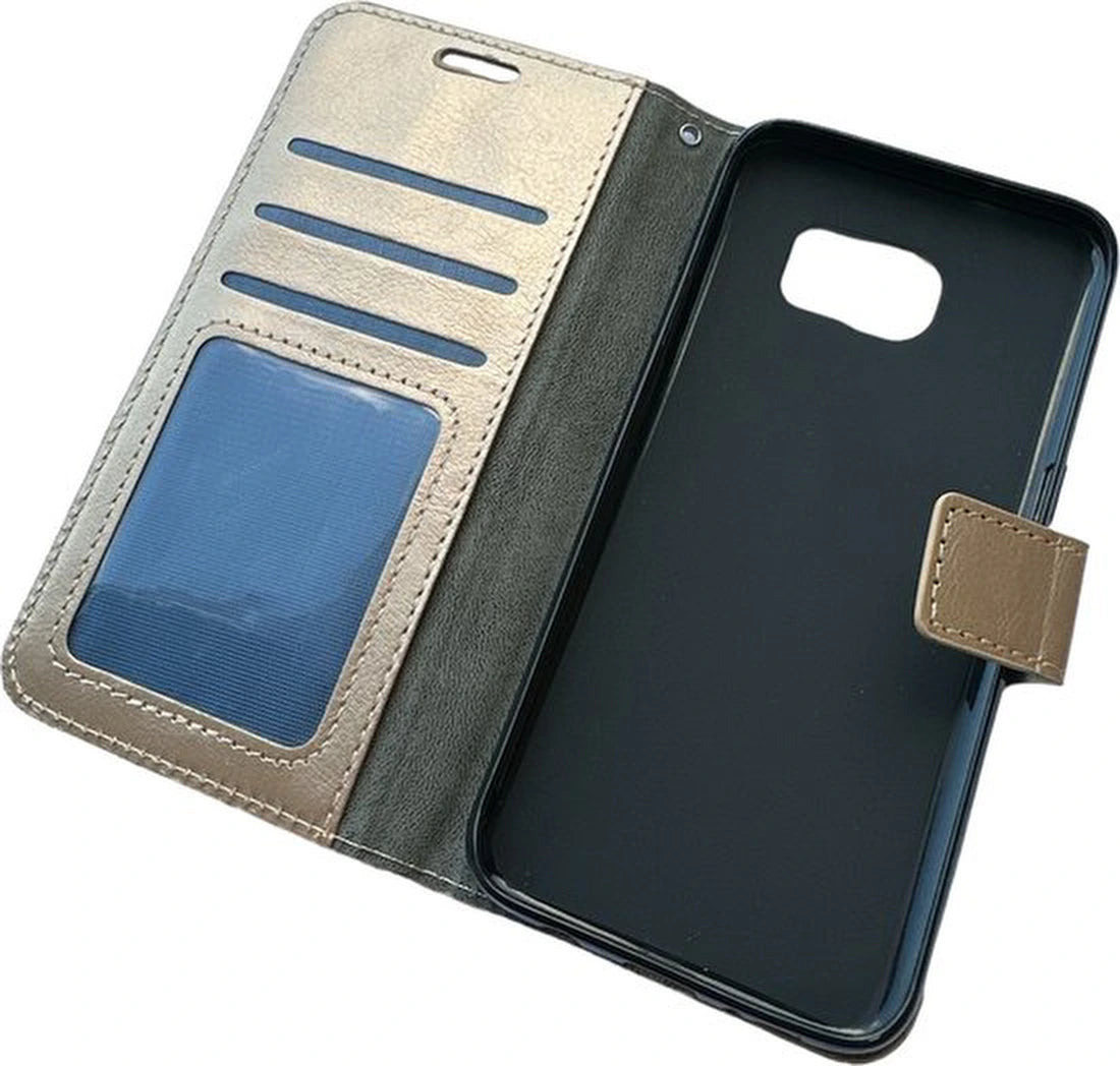 Portemonnee Book Case Hoesje Geschikt voor: Samsung Galaxy S7 - Goud