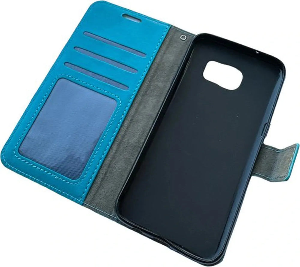 Samsung Galaxy S7 Hoesjes – Portemonnee Book Case – Pasjeshouder – Magneetsluiting – Turquoise-Ilumina Benelux