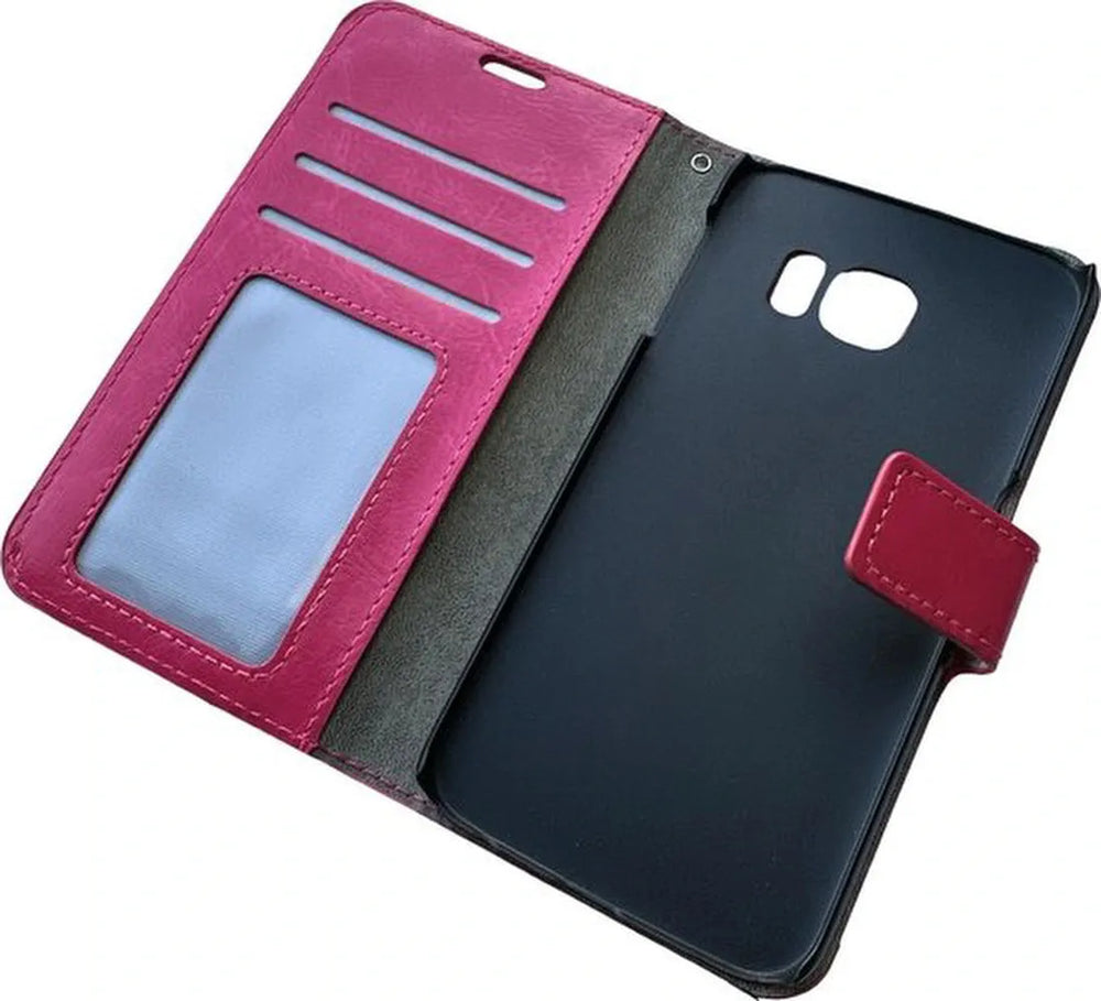 Samsung Galaxy S6 Edge Hoesjes – Portemonnee Book Case – Pasjeshouder – Magneetsluiting – Roze-Ilumina Benelux