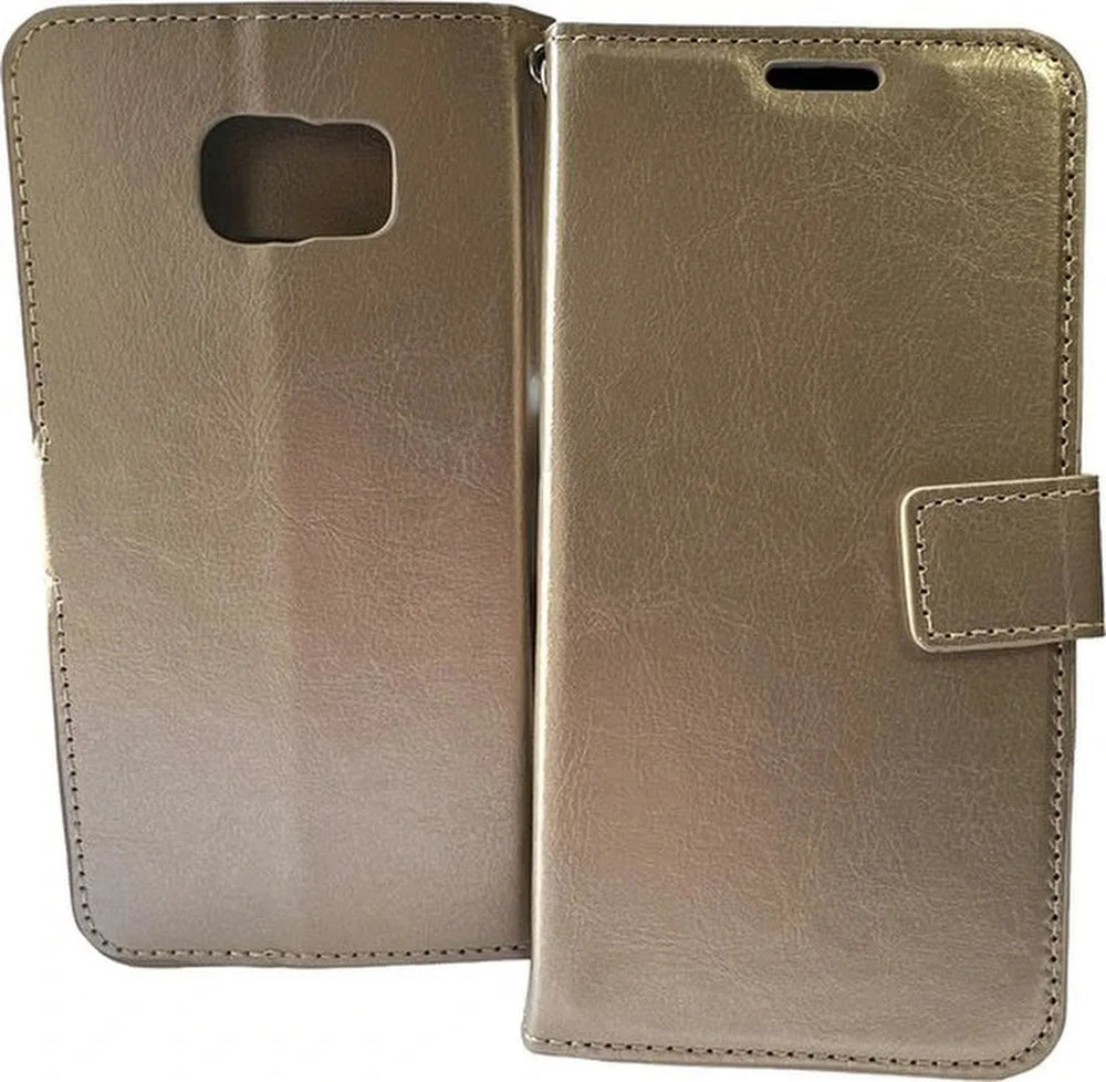 Samsung Galaxy S6 Hoesjes – Portemonnee Book Case – Pasjeshouder – Magneetsluiting – Goud-Ilumina Benelux