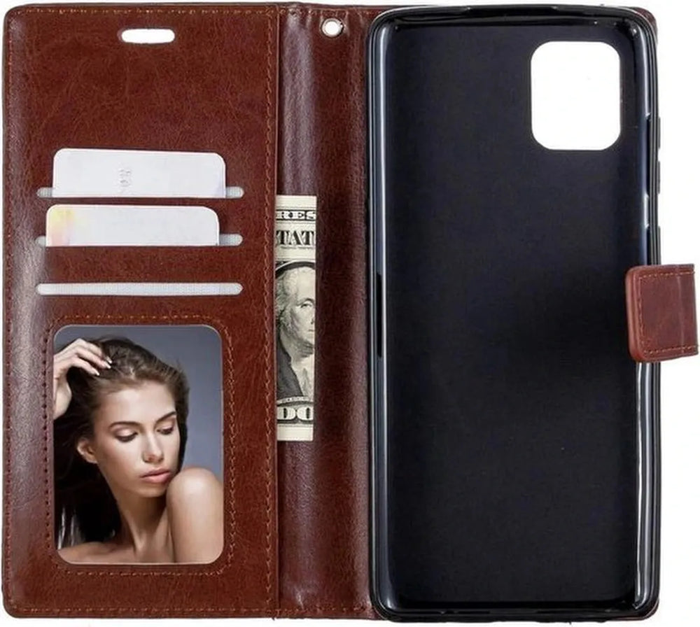 Samsung Galaxy A31 Hoesjes – Portemonnee Book Case – Pasjeshouder – Magneetsluiting – Bruin-Ilumina Benelux