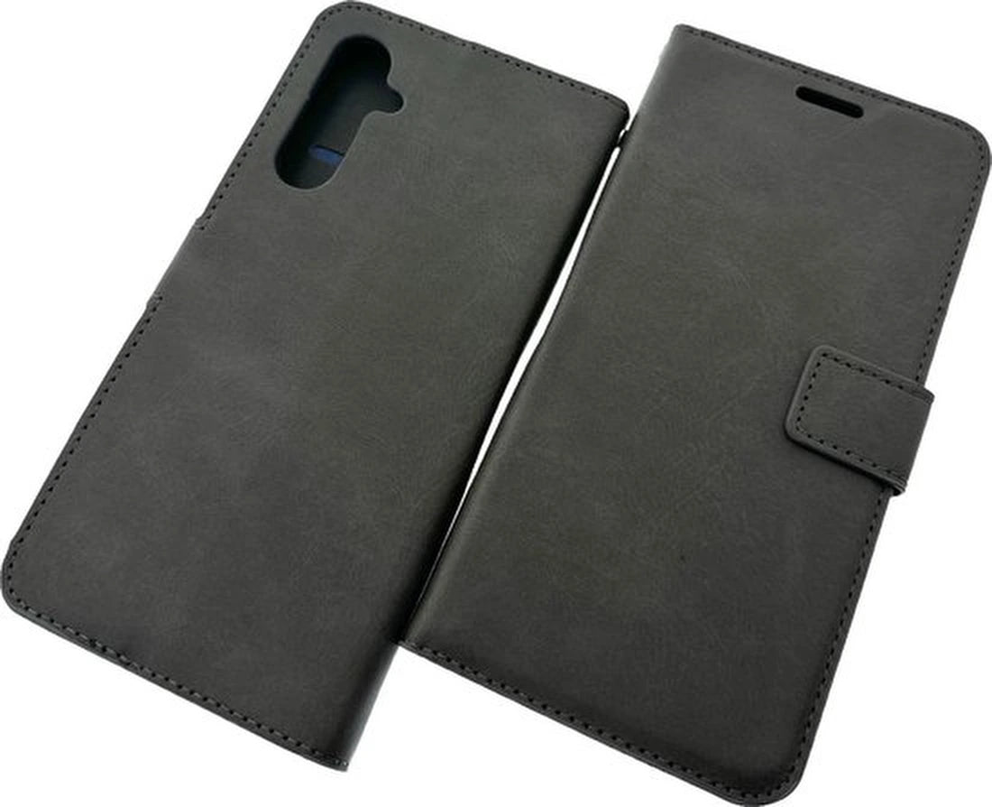 Samsung Galaxy A25 Hoesjes – Portemonnee Hoes – 2 Pack Screenprotector – Pasjeshouder – Grijs