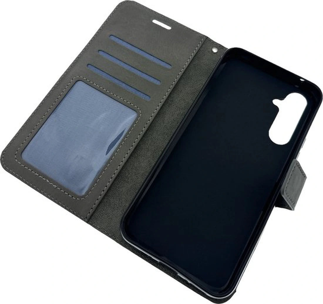 Samsung Galaxy A25 Hoesjes – Portemonnee Hoes – 2 Pack Screenprotector – Pasjeshouder – Grijs