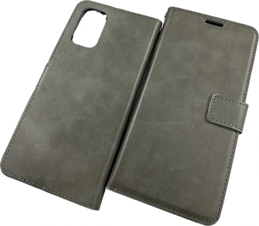 Samsung Galaxy A23 Hoesjes – Portemonnee Hoes – 2 Pack Screenprotector – Magneetsluiting – Grijs-Ilumina Benelux