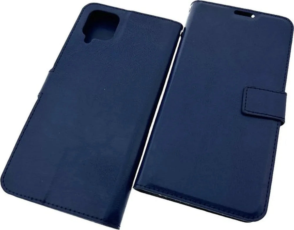 Samsung Galaxy A12 Hoesjes – Portemonnee Hoes – 2 Pack Screenprotector – Pasjeshouder – Blauw-Ilumina Benelux