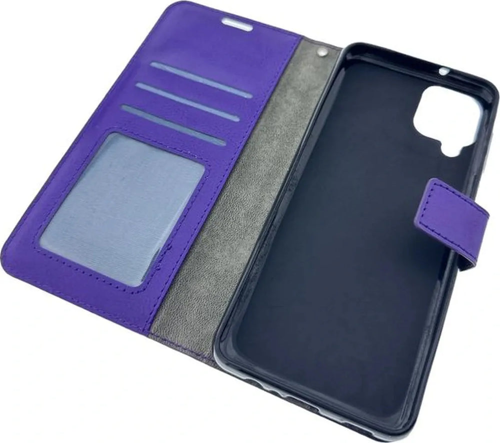 Samsung Galaxy A12 Hoesjes – Portemonnee Hoes – 2 Pack Screenprotector – Paars-Ilumina Benelux
