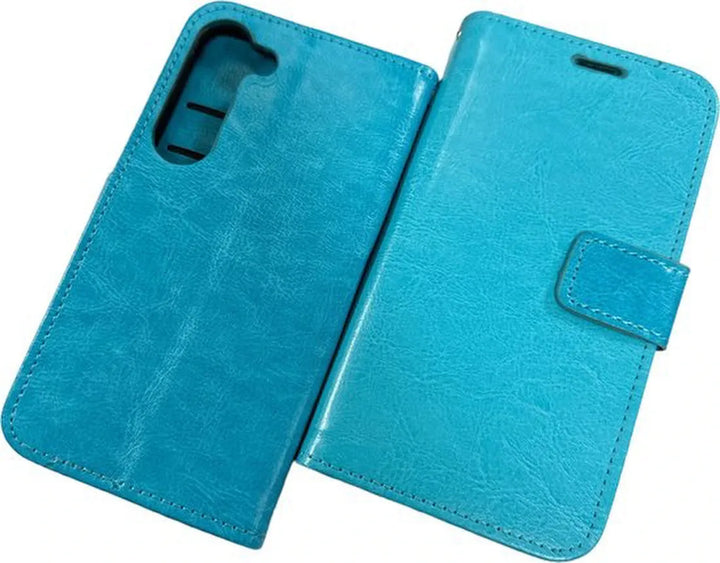 Samsung Galaxy S23 Hoesjes – Portemonnee Hoes – Pasjeshouder – 2 Pack Screenprotector – Turquoise-Ilumina Benelux