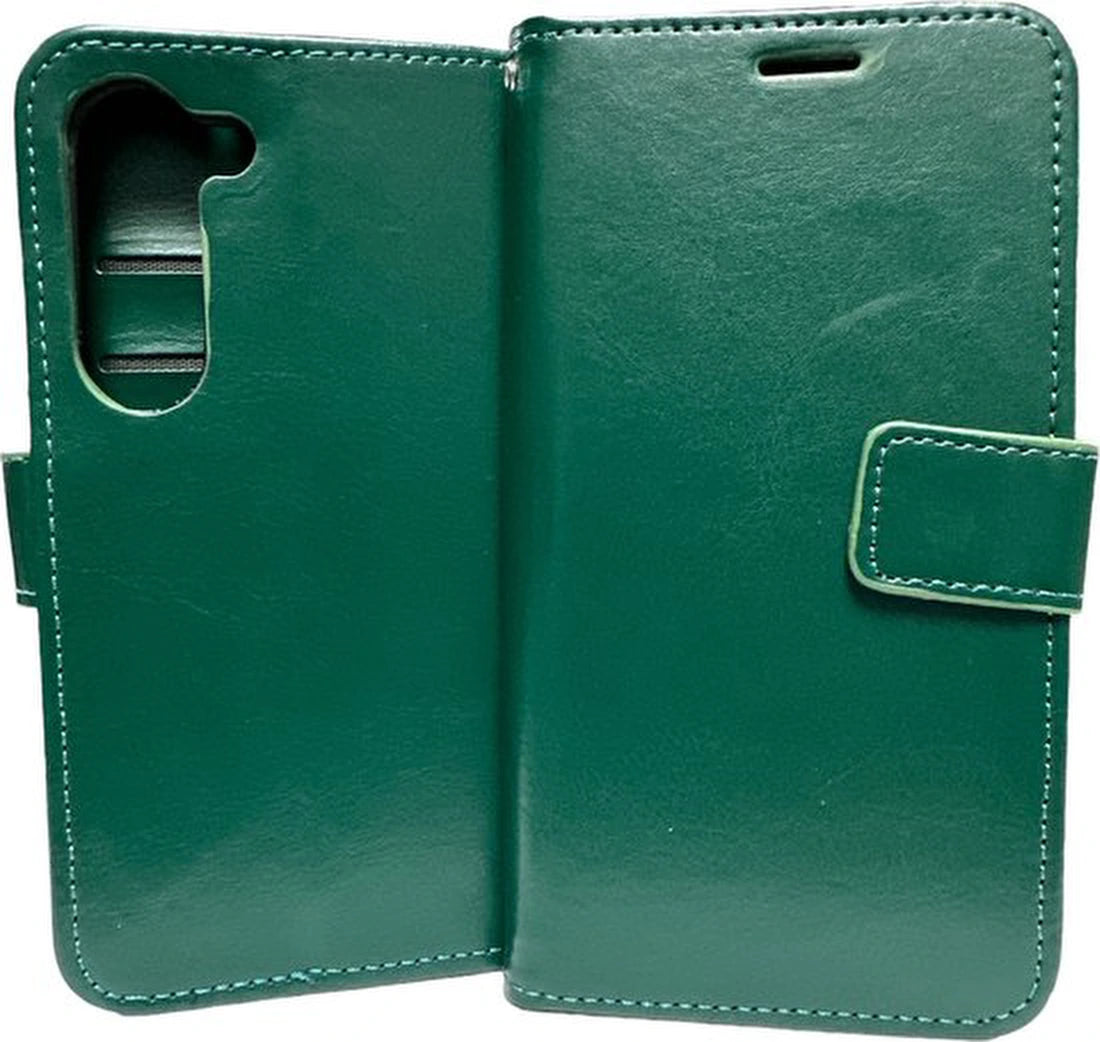 Portemonnee Hoesje - 2 Pack Screenprotector Geschikt voor: Samsung Galaxy S23 - Groen