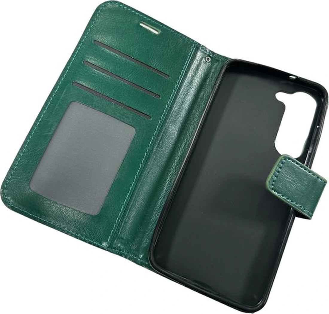 Portemonnee Hoesje - 2 Pack Screenprotector Geschikt voor: Samsung Galaxy S23 - Groen