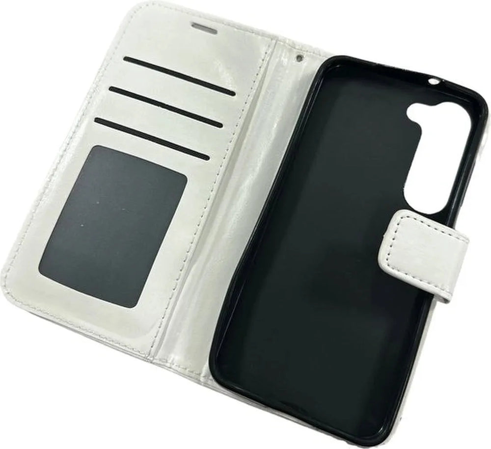 Samsung Galaxy S23 Hoesjes – Portemonnee Hoes – 2 Pack Screenprotector – Pasjeshouder – Wit-Ilumina Benelux