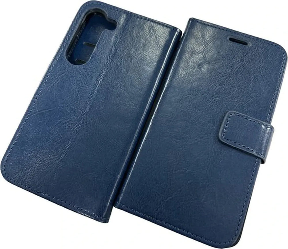 Samsung Galaxy S23 Hoesjes – Portemonnee Hoes – 2 Pack Screenprotector – Pasjeshouder – Blauw-Ilumina Benelux