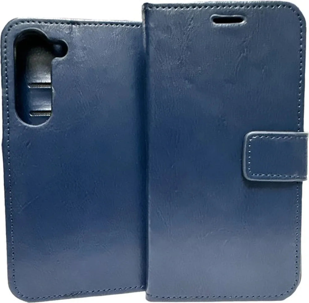 Samsung Galaxy S23 Hoesjes – Portemonnee Hoes – 2 Pack Screenprotector – Pasjeshouder – Blauw-Ilumina Benelux