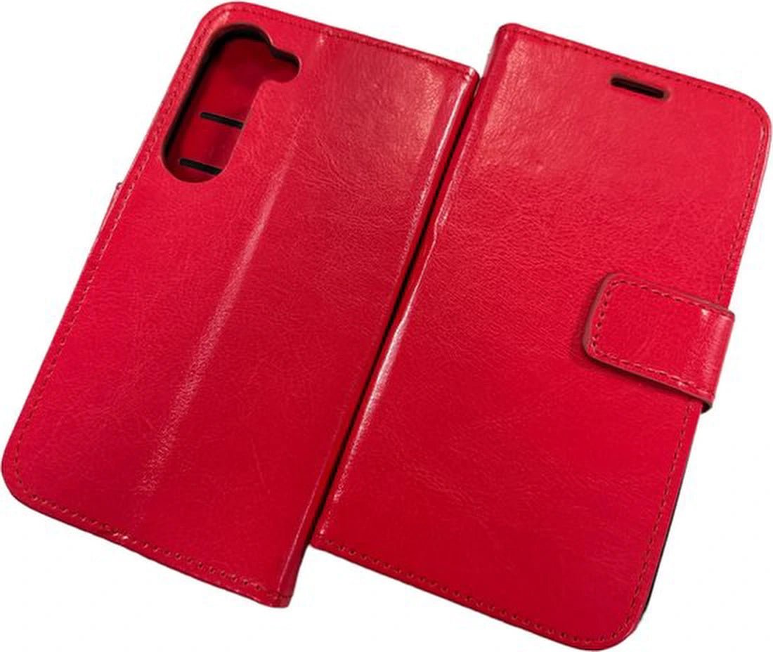 Portemonnee Hoesje - 2 Pack Screenprotector Geschikt voor: Samsung Galaxy S23 Plus - Rood