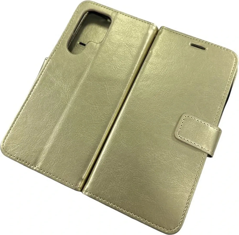 Samsung Galaxy S23 Ultra Hoesjes – Portemonnee Hoes – Pasjeshouder – 2 Pack Screenprotector – Goud-Ilumina Benelux