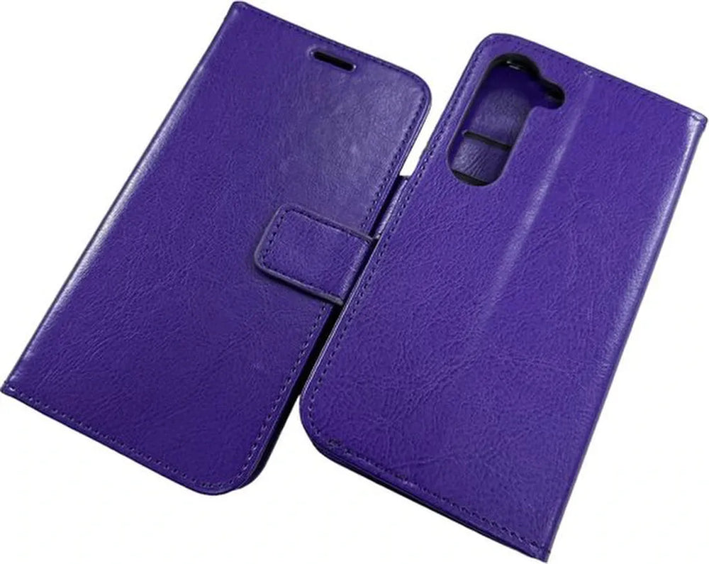 Samsung Galaxy S23 FE Hoesjes – Portemonnee Hoes – 2 Pack Screenprotector – Pasjeshouder – Paars-Ilumina Benelux